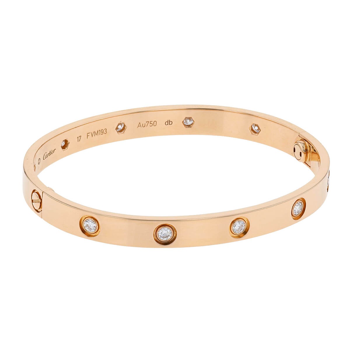 Cartier Love diamonds and gold bracelet Size 17