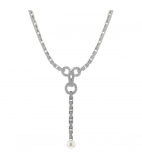 Cartier Agrafe diamonds, pearls and gold necklace