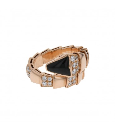 Bulgari Serpenti Viper onyx, diamonds and gold ring