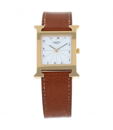 Hermès Heure H gold plated watch