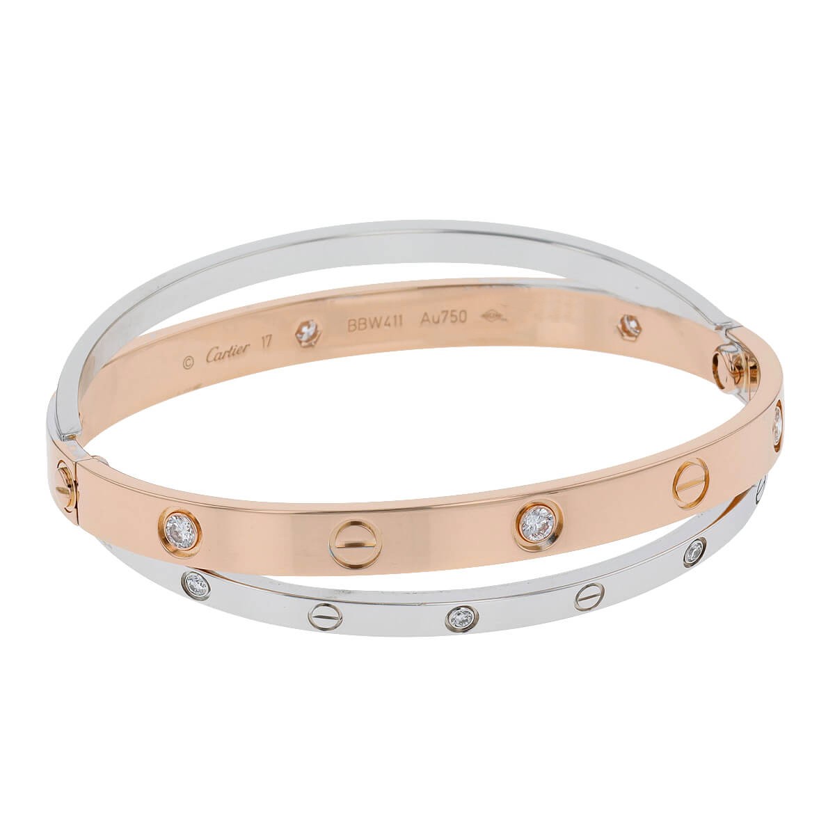 Cartier Love diamonds and gold bracelet Size 17