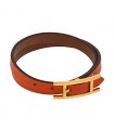 Hermès Behapi stainless steel and leather bracelet