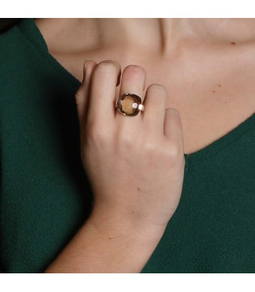 Smoked quartz and gold ring