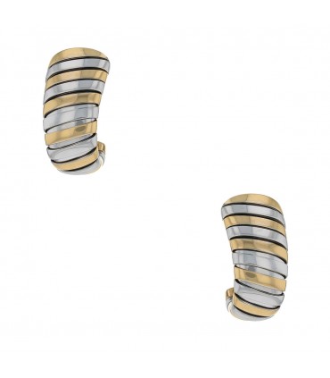 Bulgari Tubogas gold and stainless steel earrings