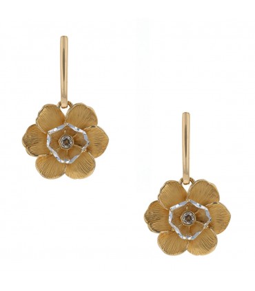 Carrera y Carrera Gardenia gold, rock crystals and diamonds earrings