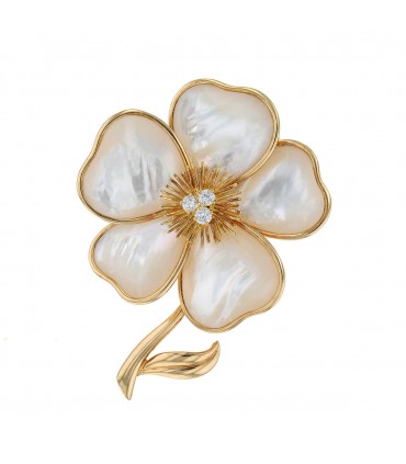 Van Cleef & Arpels mother-of-pearl, diamonds and gold brooch