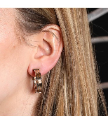 Cartier stainless steel and gold earrings