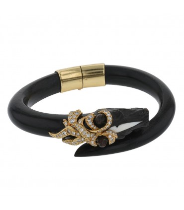 Gay Frères ebony wood, diamonds and gold bracelet