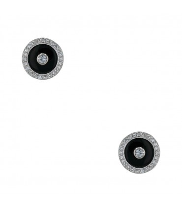 Boucles d’oreilles or, onyx et diamants