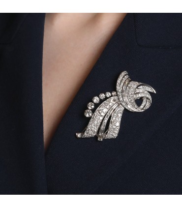 Diamonds and platinum brooch