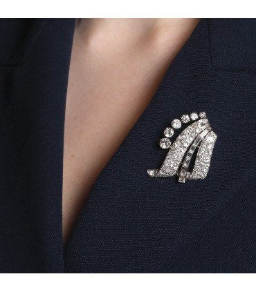 Diamonds and platinum brooch