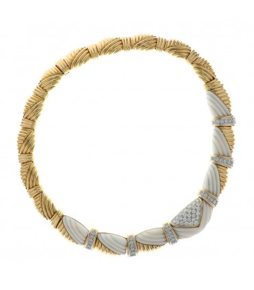 Charles Turi diamonds, white coral, gold and platinum necklace