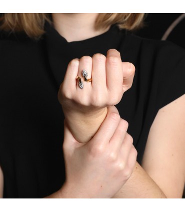 Diamonds and two tones gold ring