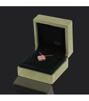 Van Cleef & Arpels Alhambra diamond, porcelain and gold necklace