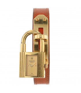 Hermès Kelly gold plated metal watch