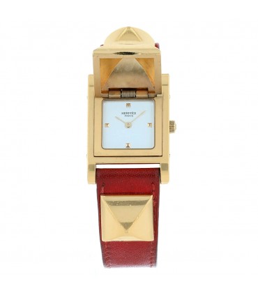 Hermès Médor gold-plated metal watch