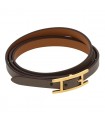 Hermès Hapi 3 leather and gold plated metal bracelet