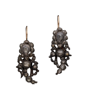 Boucles d’oreilles or, argent et diamants