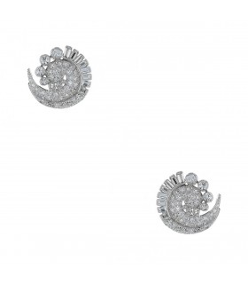 Diamonds gold and platinum earrings