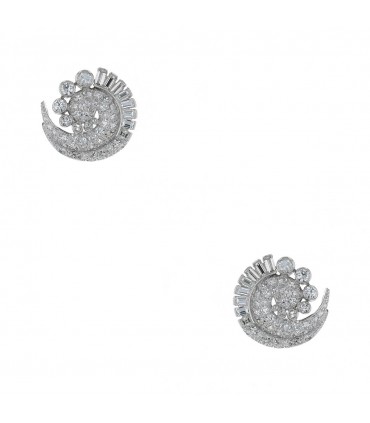 Diamonds gold and platinum earrings