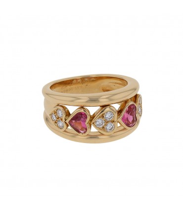 Van Cleef & Arpels diamonds, pink sapphires and gold ring