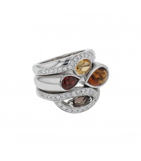 Fred diamonds, quartz, garnet and gold ring