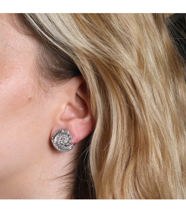 Diamonds gold and platinum earrings