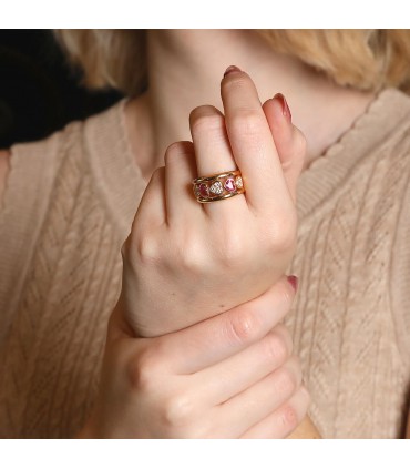 Van Cleef & Arpels diamonds, pink sapphires and gold ring