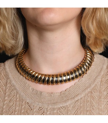 Bulgari steel and gold necklace