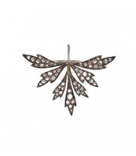 Gold, silver and diamonds brooch