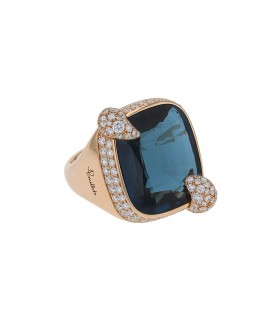 Pomellato Ritratto topaze, diamonds and gold ring