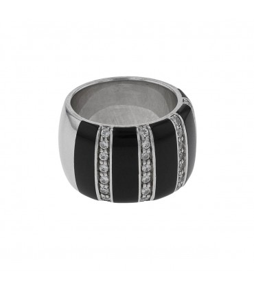 Bague argent, émail, pierres blanches