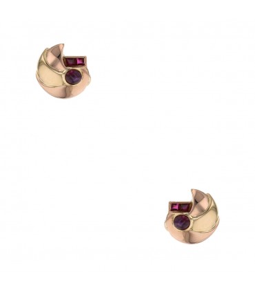 Boucles d’oreilles or, rubis