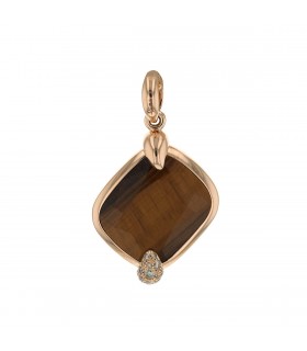 Pomellato Ritratto tiger eye quartz, diamonds and gold pendant
