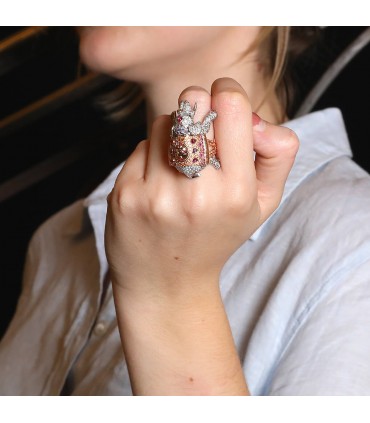 Boucheron Hathi L’Elephant diamonds, sapphires, rubies and two tones gold ring