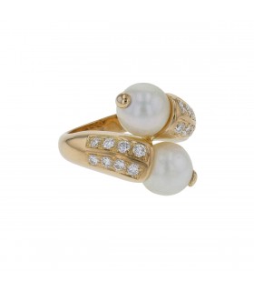 Boucheron Ondine pearls, diamonds and gold ring