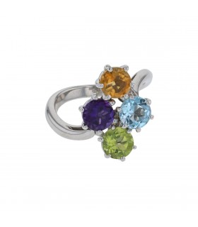Amethyst, peridot, topaze, citrine and gold ring