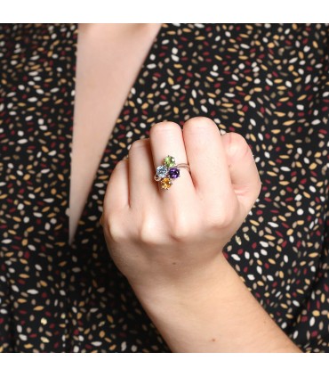 Amethyst, peridot, topaze, citrine and gold ring