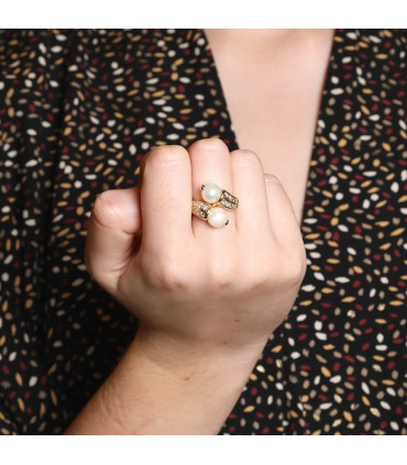 Boucheron Ondine pearls, diamonds and gold ring