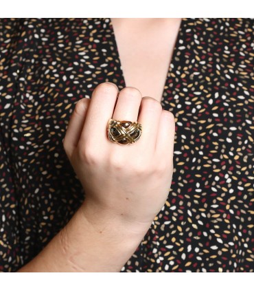 Three tones gold ring