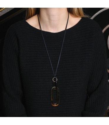 Hermès buffalo horn and gold plated metal necklace