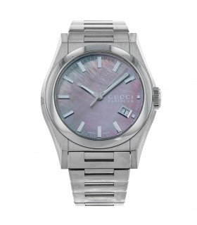 Gucci Pantheon mother-of-pearl and stainless steel watch