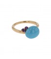 Pomellato Capri blue ceramic, amethysts and gold ring