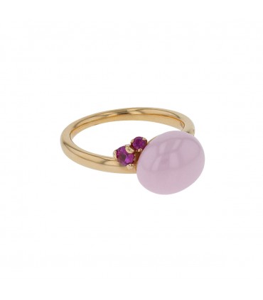 Pomellato Capri pink ceramic, rubies and gold ring