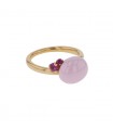 Pomellato Capri pink ceramic, rubies and gold ring