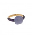 Pomellato Capri jade, amethysts and gold ring