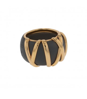 Pomellato Titanio titanium and gold ring