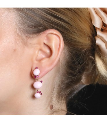 Pomellato Capri pink ceramic, pink sapphires and gold earrings