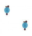 Pomellato Capri blue ceramic, amethysts and gold earrings