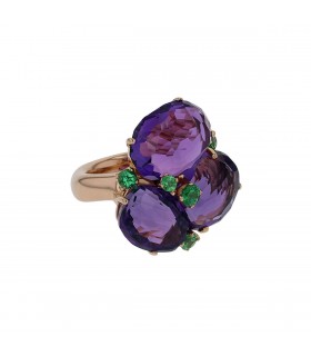 Pomellato Bahia amethyst, tsavorites garnets and gold ring